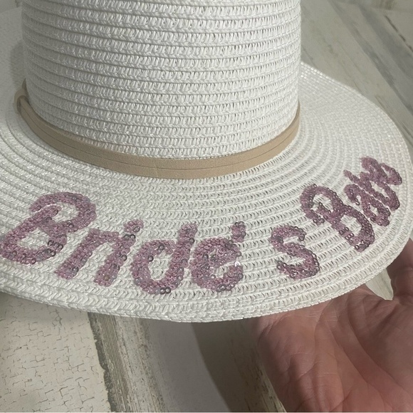Simply Southern Brides Babe Sequin White Straw Hat Bachelorette Bridal Shower - Picture 3 of 7